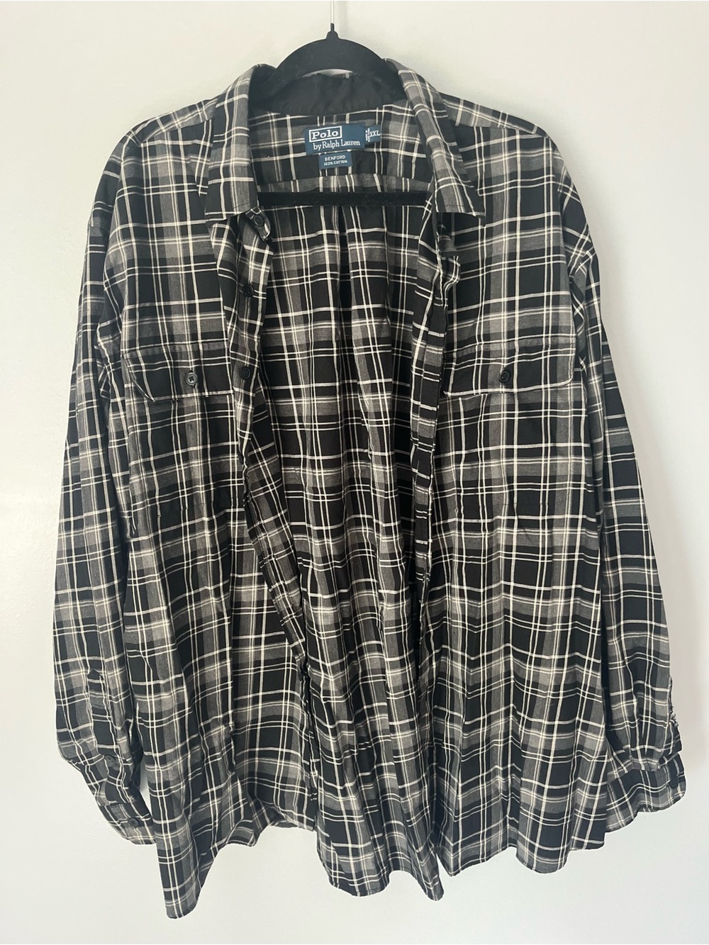 Polo Ralph Lauren Benford Black Gray Plaid Button Down Shirt Men’s XXL